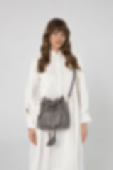 Torebka Mini Worek skórzana taupe