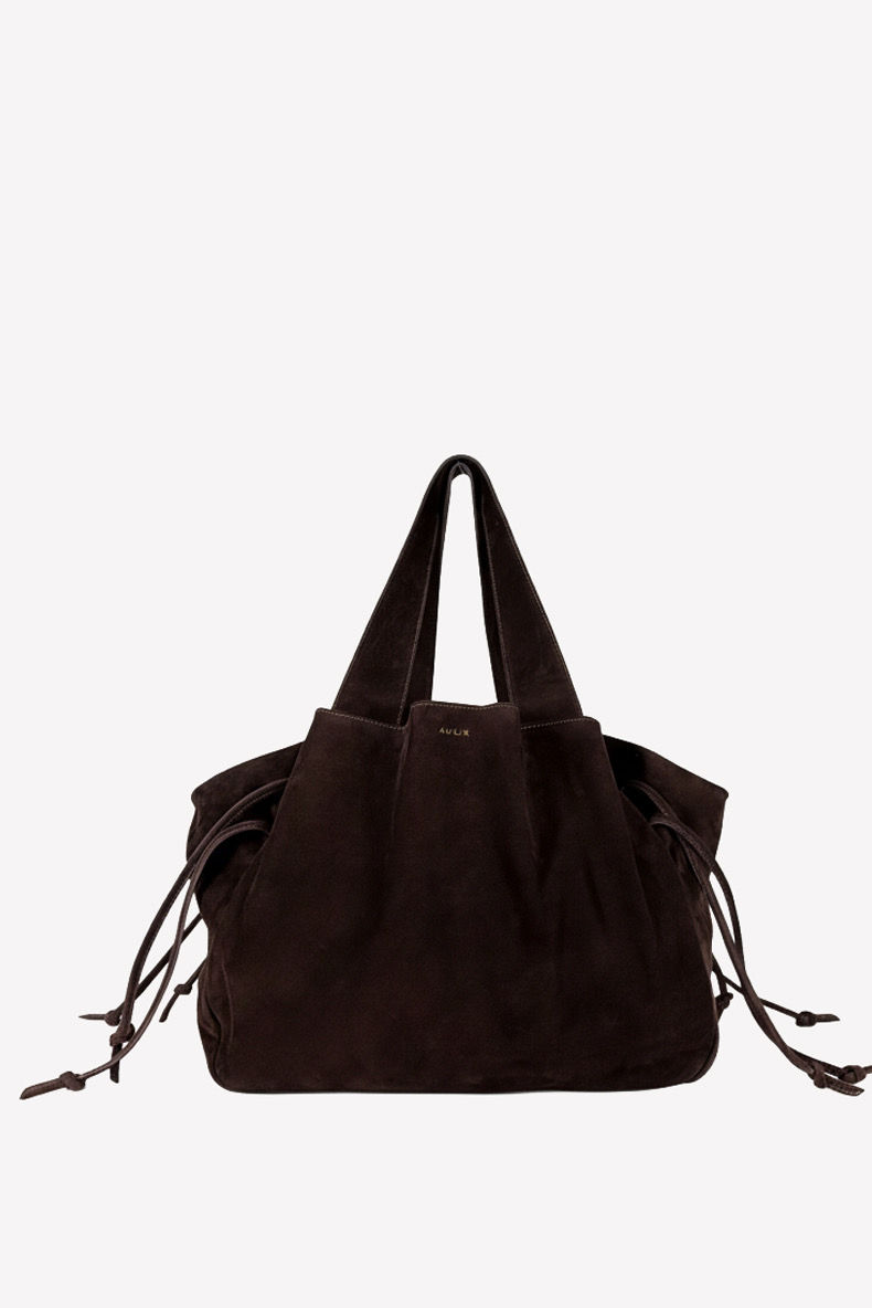 Zamszowy Weekend Soft Shopper Bag w Czekoladowym Brązie