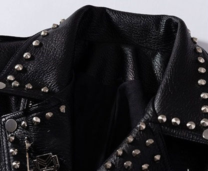 Thumbnail: "Nevada" Black Studded Biker-Style Jacket