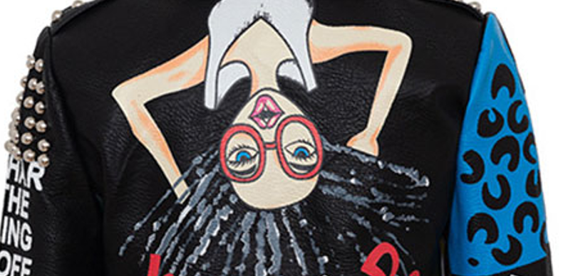 Thumbnail: "Love is in the Air" graffiti studded Biker-Style Punk Jacket