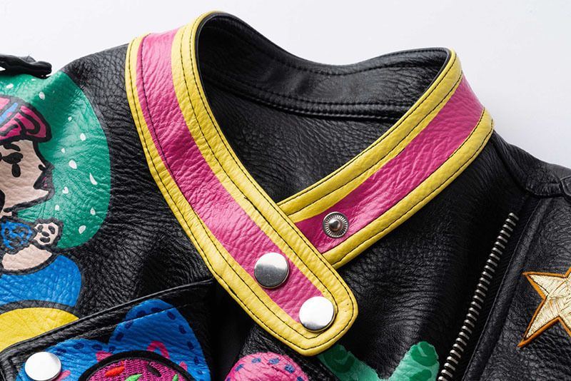 Thumbnail: Super Cute Color Graffiti Biker-Style Jacket