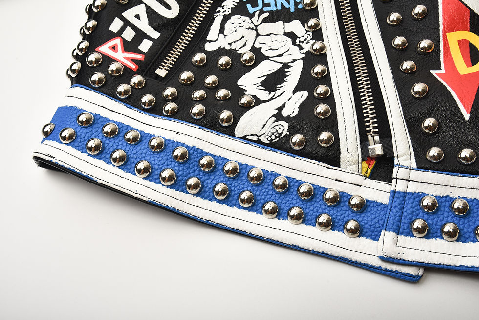 Thumbnail: Winter Punk Bold Colored Biker-Style Studded Jacket
