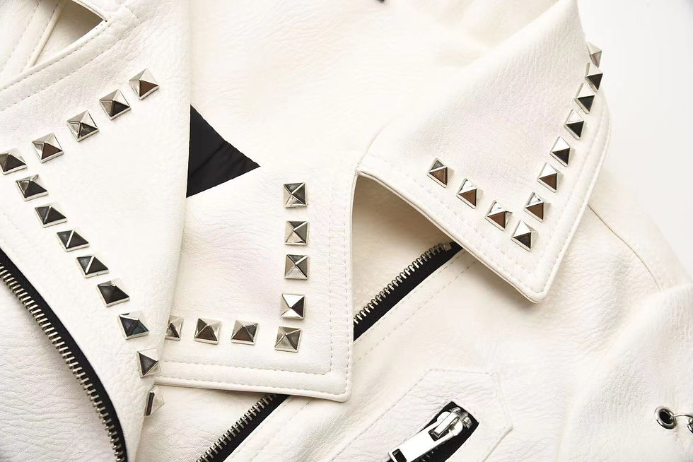 Thumbnail: Punk Rocker Studded Biker-Style White Jacket