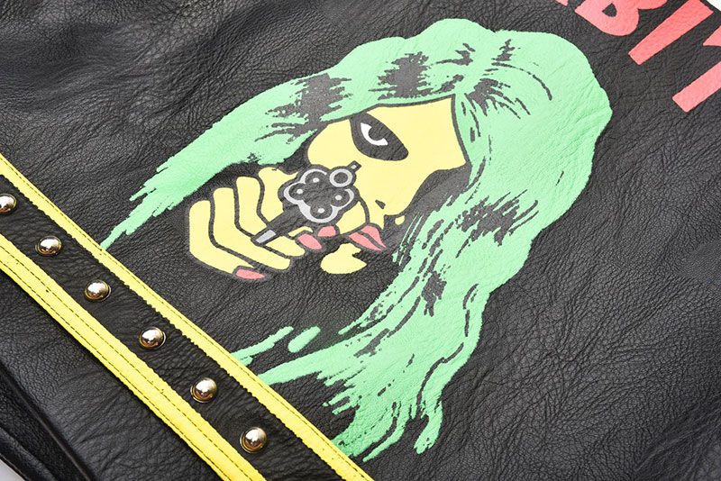 Thumbnail: "Bikini Kill" Blue & Pink Studded Biker-Style Punk Jacket