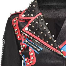 Thumbnail: Red Studded Chain Biker-Style Jacket