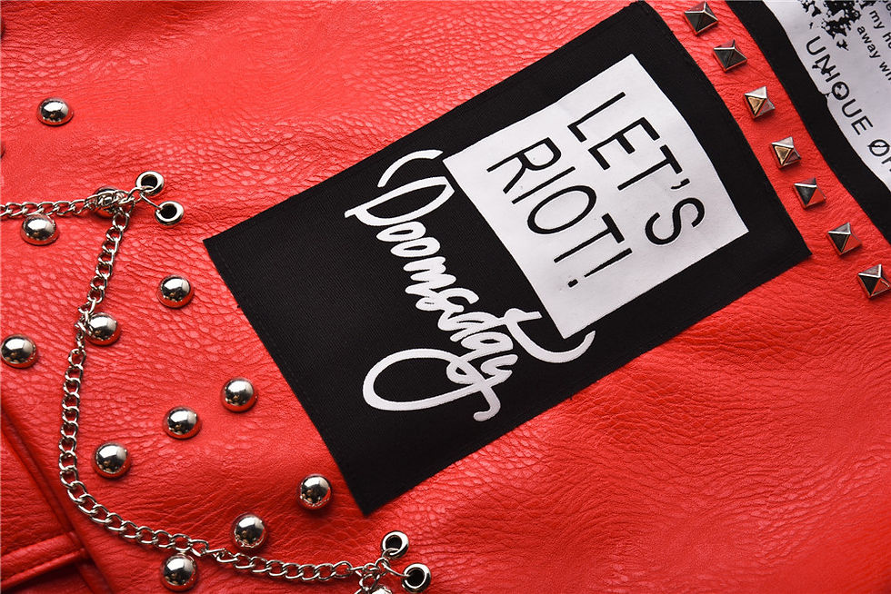 Thumbnail: Punk Rocker Studded Biker-Style Red Jacket