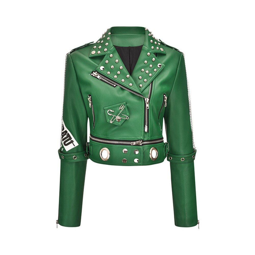 Slim Studded Biker-Style Punk Jacket
