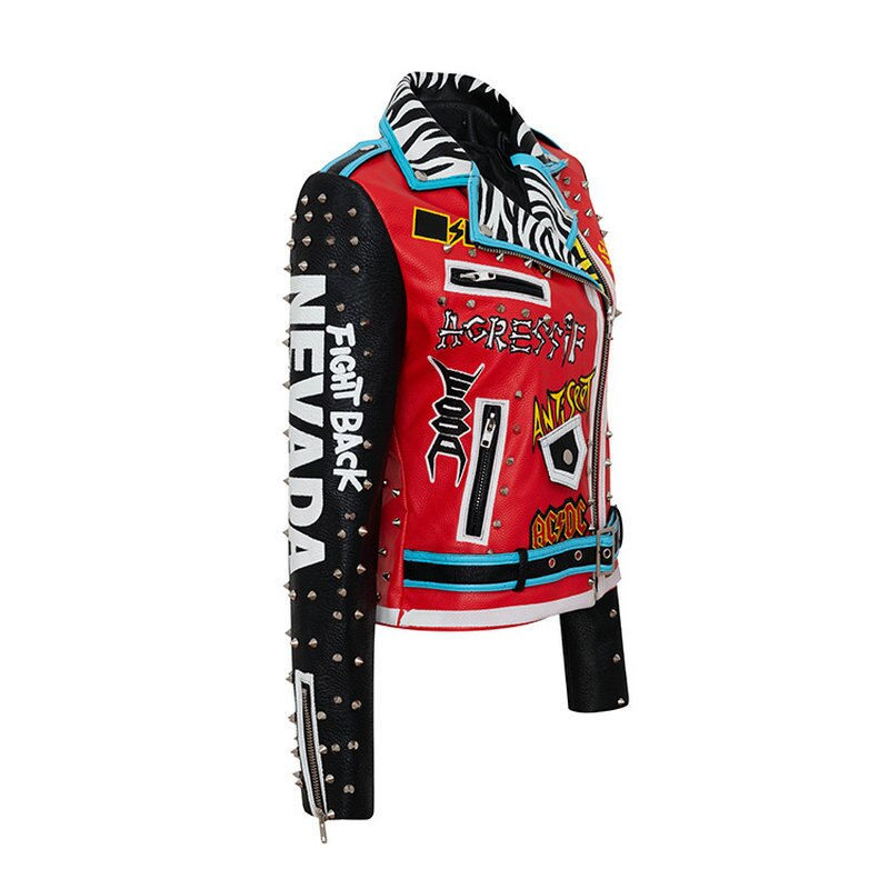 Thumbnail: "Anti-Conformist" Studded Red Biker-Style Punk Jacket