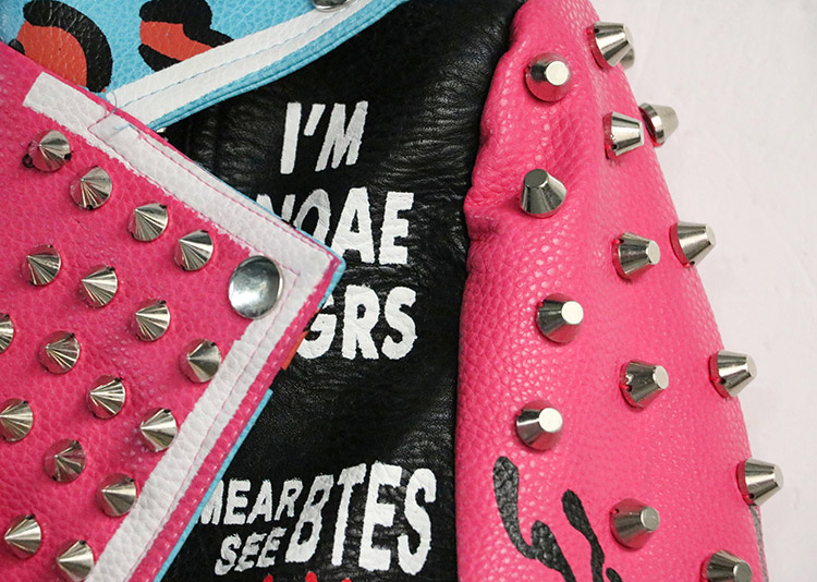 Thumbnail: Pink & Black Biker-Style Jacket
