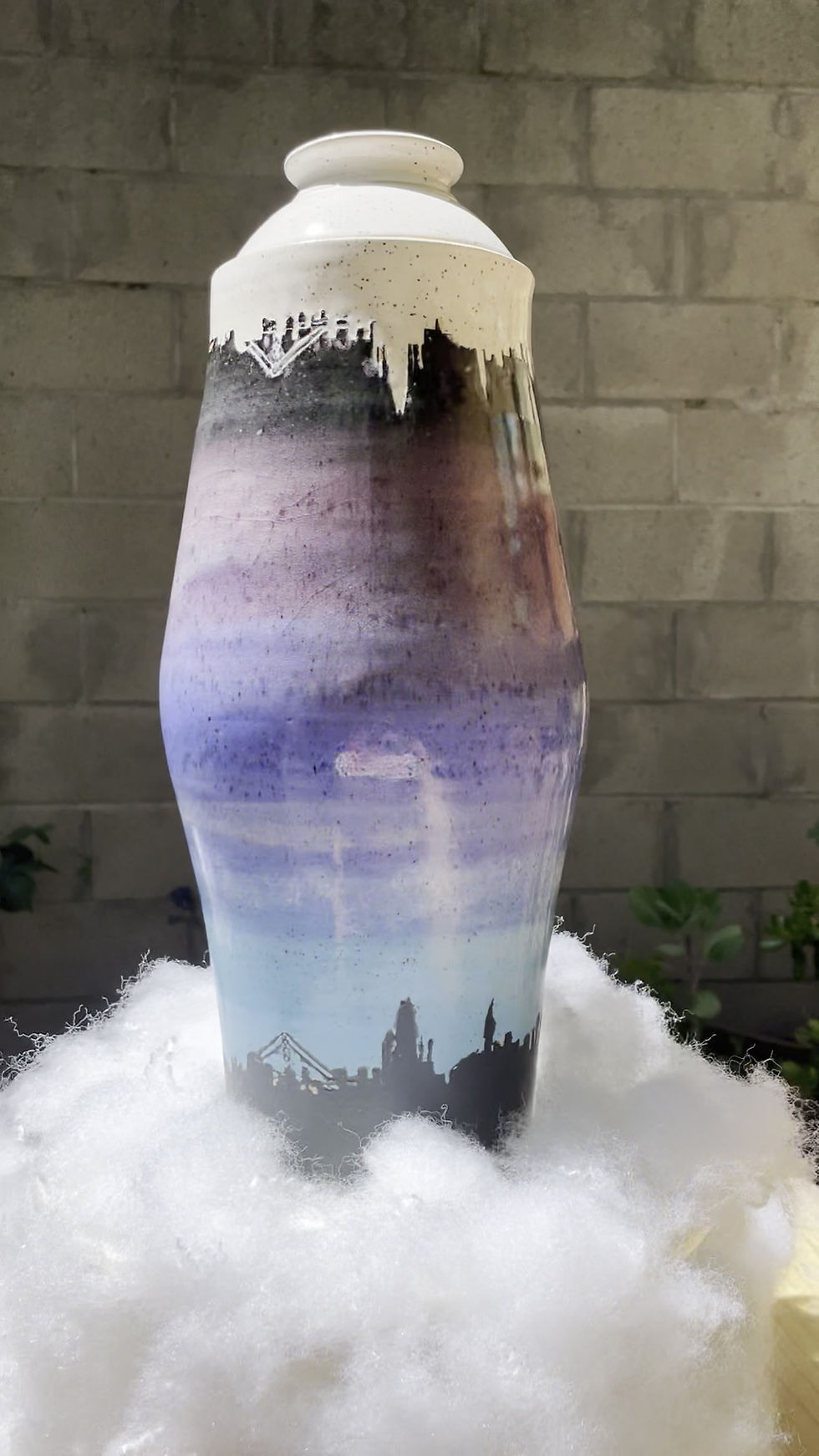 Thumbnail: Tall Bellied Skyline Lidded Jar