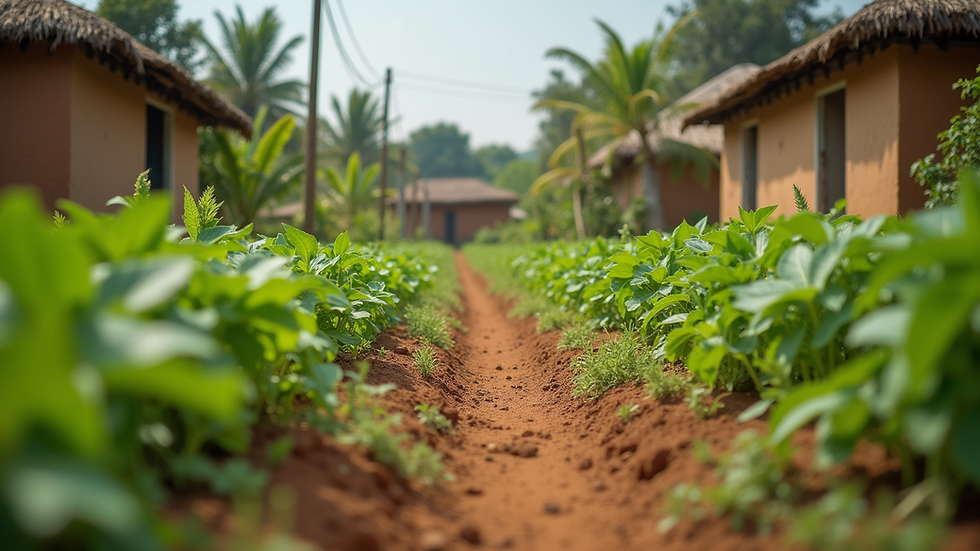 Eye-level view of a vibrant community garden in Ghana