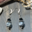 Thumbnail: Speckles  in Black and White Earrings 