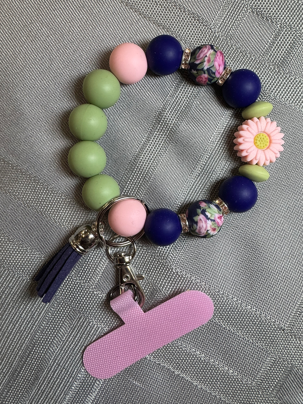 Roses in Navy Wristlet Tether