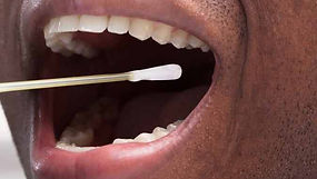 a detailed picture illustrating a man getting swabbed during a dna test