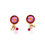 Miniature : Photo des boucles d'oreille en broderie, marguerite rose sur fond fuchsia en acier inoxydable doré
