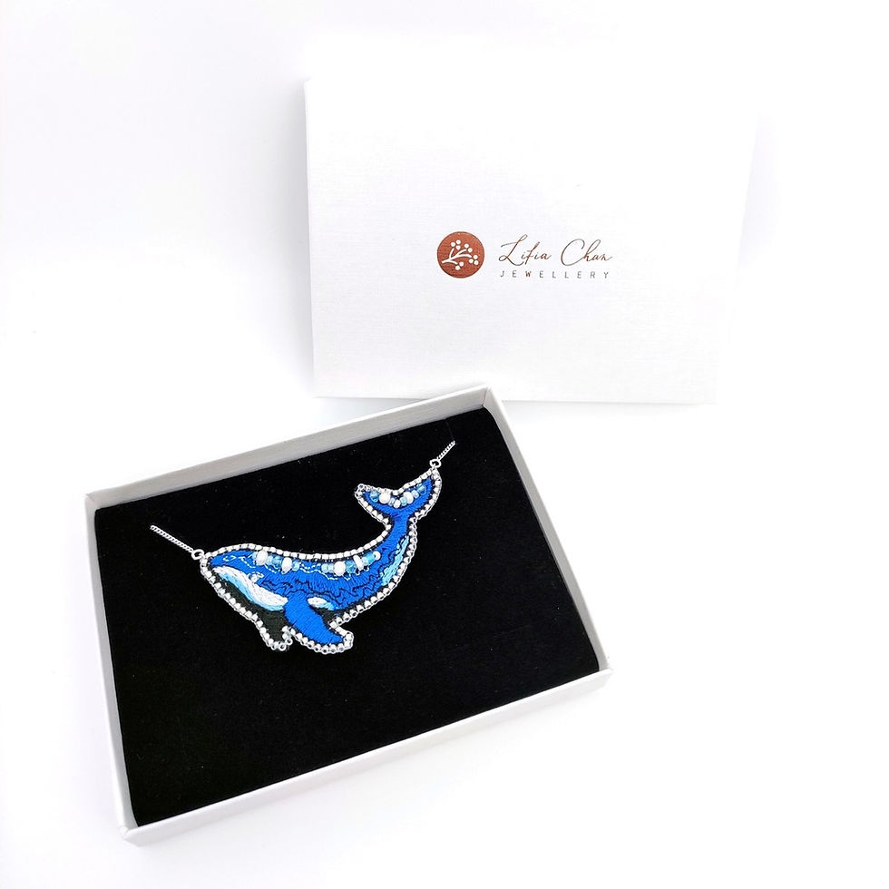 Miniature : Collier baleine bleue