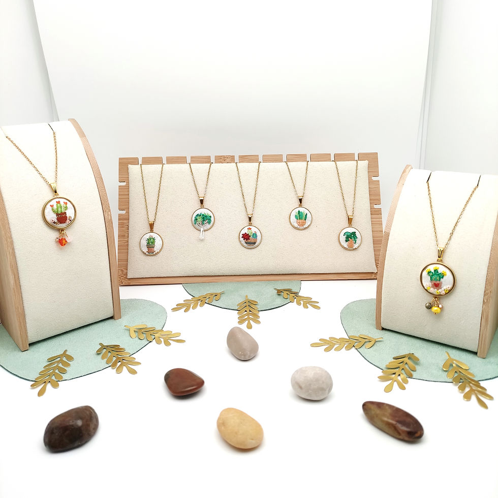 Miniature : Collection de bijoux en broderie "Les Cactus Coquets"