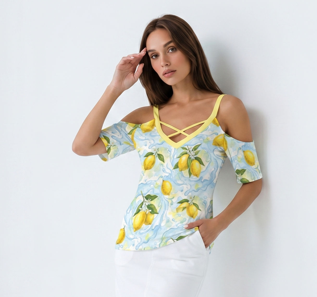 Limonaia Aquarelle Cold Shoulder Top