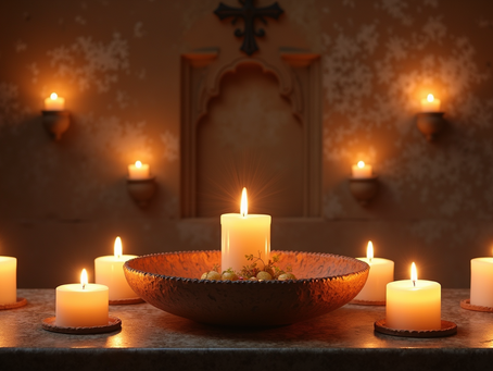Plano detalle de hierbas y velas para limpia espiritual
