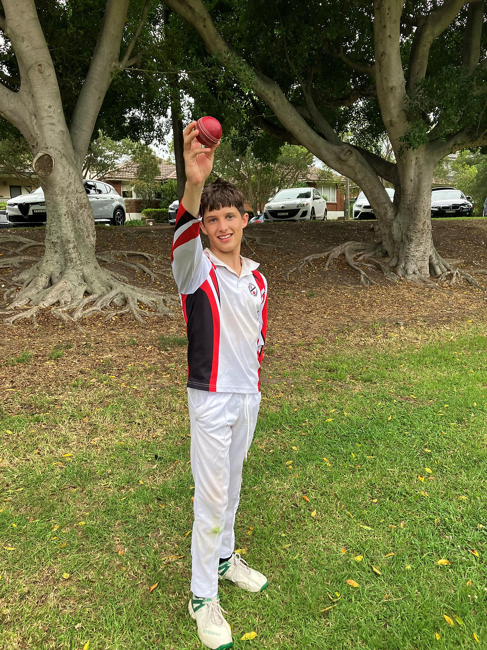 Jack Phillips with the match ball after his 5-for!