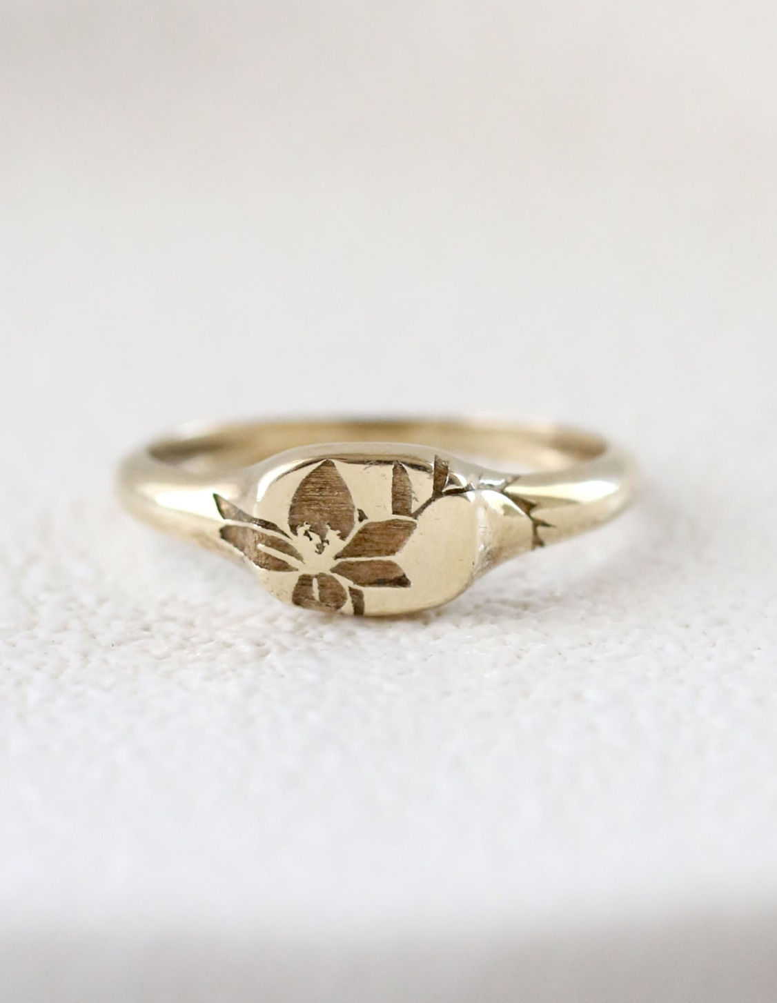 Lily Signet Ring/ 14k solid gold