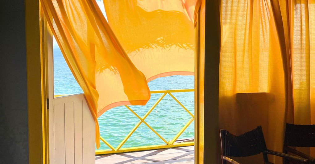 Inside view of Hotel Cabins over-the-water in Bocas del Toro, Panama