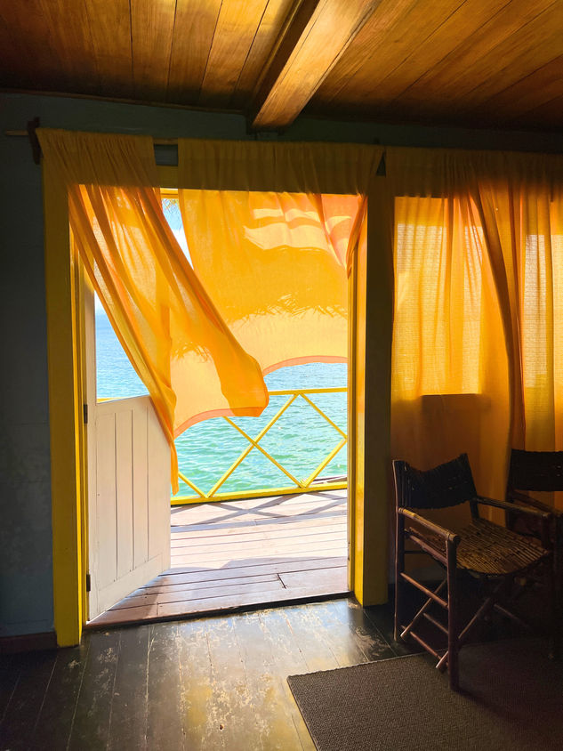 Inside view of Hotel Cabins over-the-water in Bocas del Toro, Panama