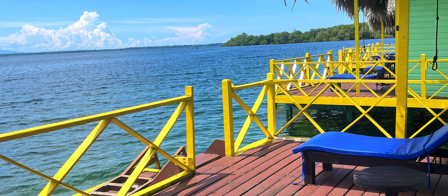 Inside view of the restaurant over-the-water in Bocas del Toro, Panama
