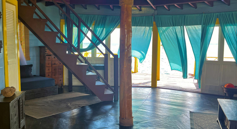 Inside view of Hotel Cabins over-the-water in Bocas del Toro, Panama