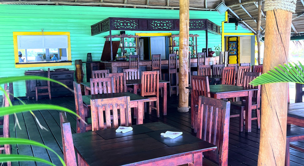 Inside view of the restaurant over-the-water in Bocas del Toro, Panama