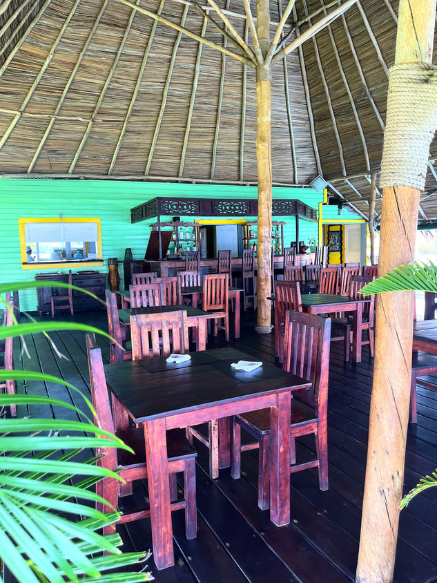 Inside view of the restaurant over-the-water in Bocas del Toro, Panama