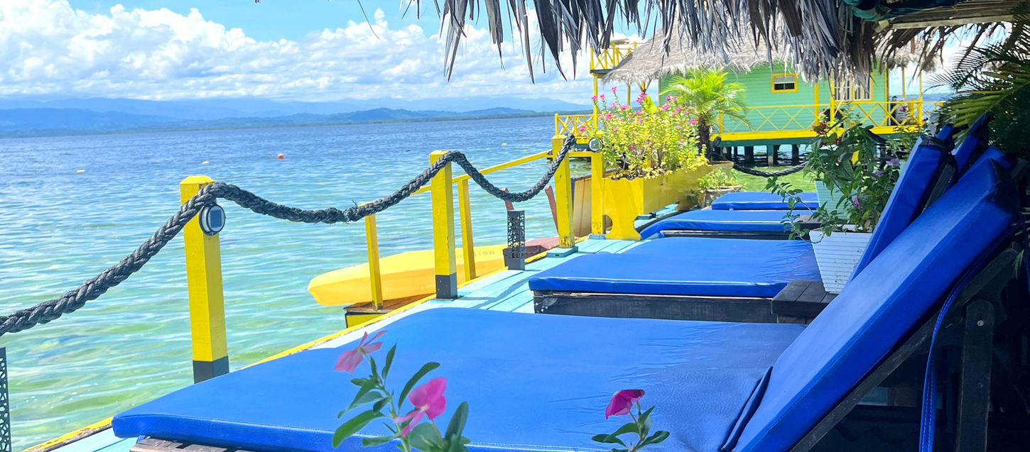 Inside view of the restaurant over-the-water in Bocas del Toro, Panama