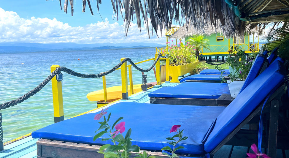 Inside view of the restaurant over-the-water in Bocas del Toro, Panama