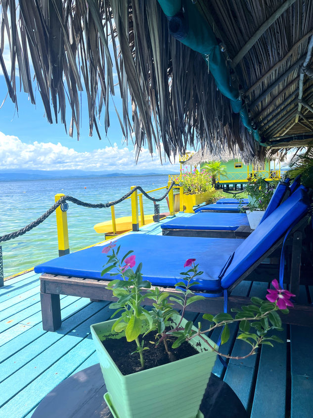 Inside view of the restaurant over-the-water in Bocas del Toro, Panama