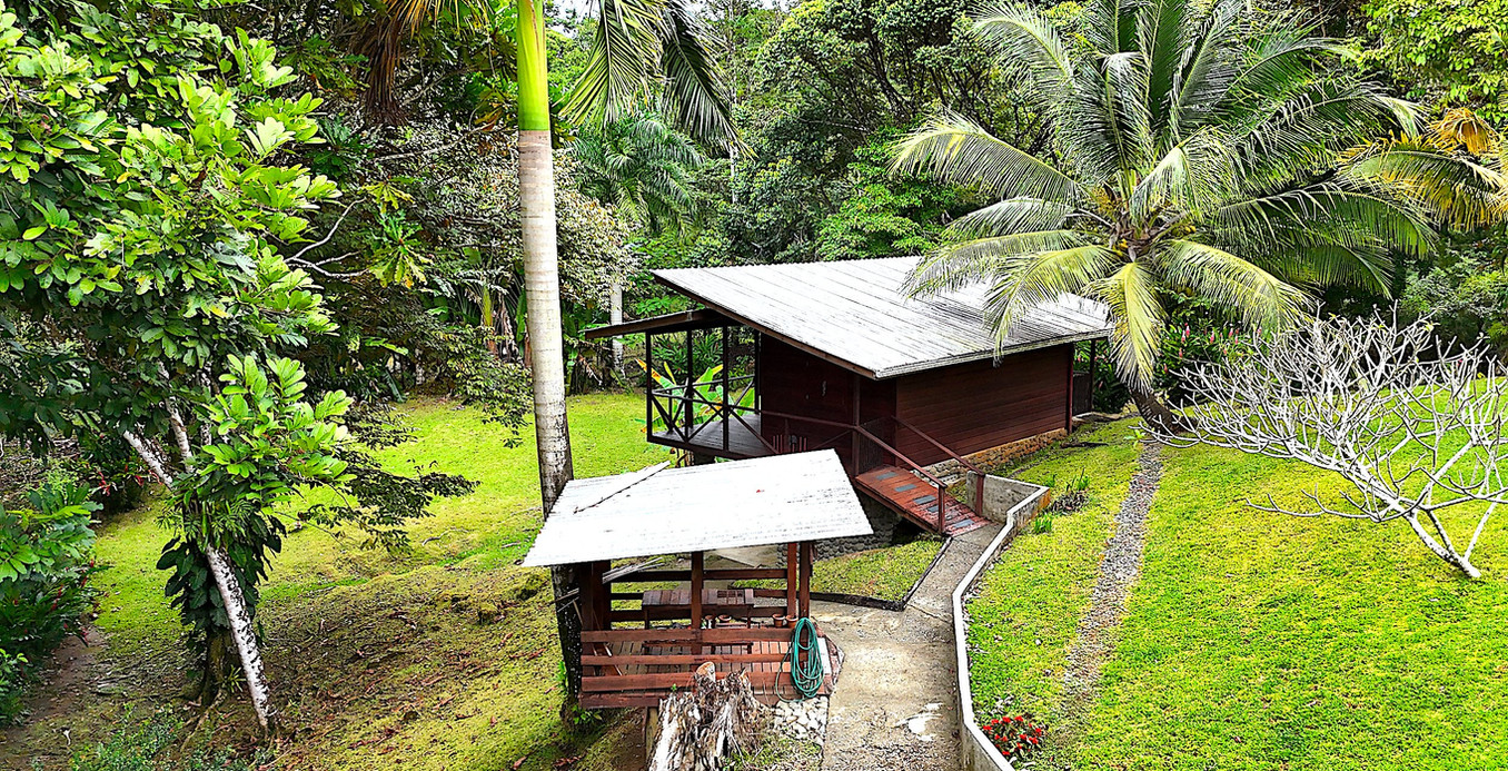 Aerial view of the front of the cabin