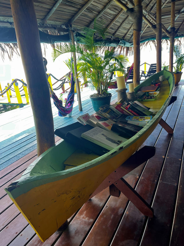 Inside view of the restaurant over-the-water in Bocas del Toro, Panama