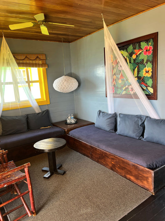 Inside view of Hotel Cabins over-the-water in Bocas del Toro, Panama