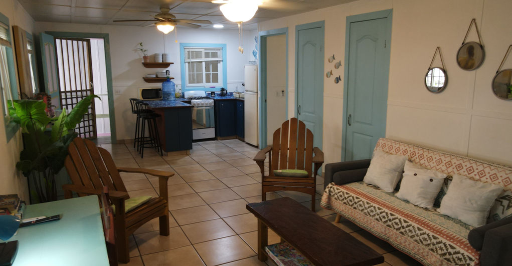 View of the inside of one cabin