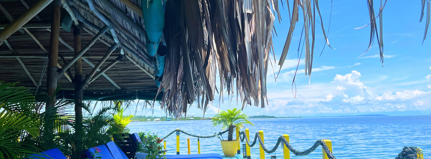 Inside view of the restaurant over-the-water in Bocas del Toro, Panama