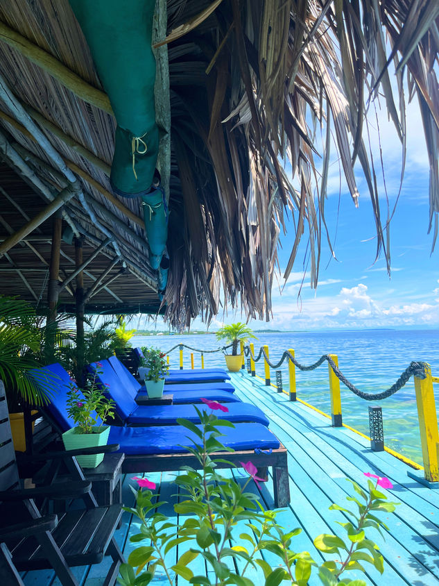 Inside view of the restaurant over-the-water in Bocas del Toro, Panama