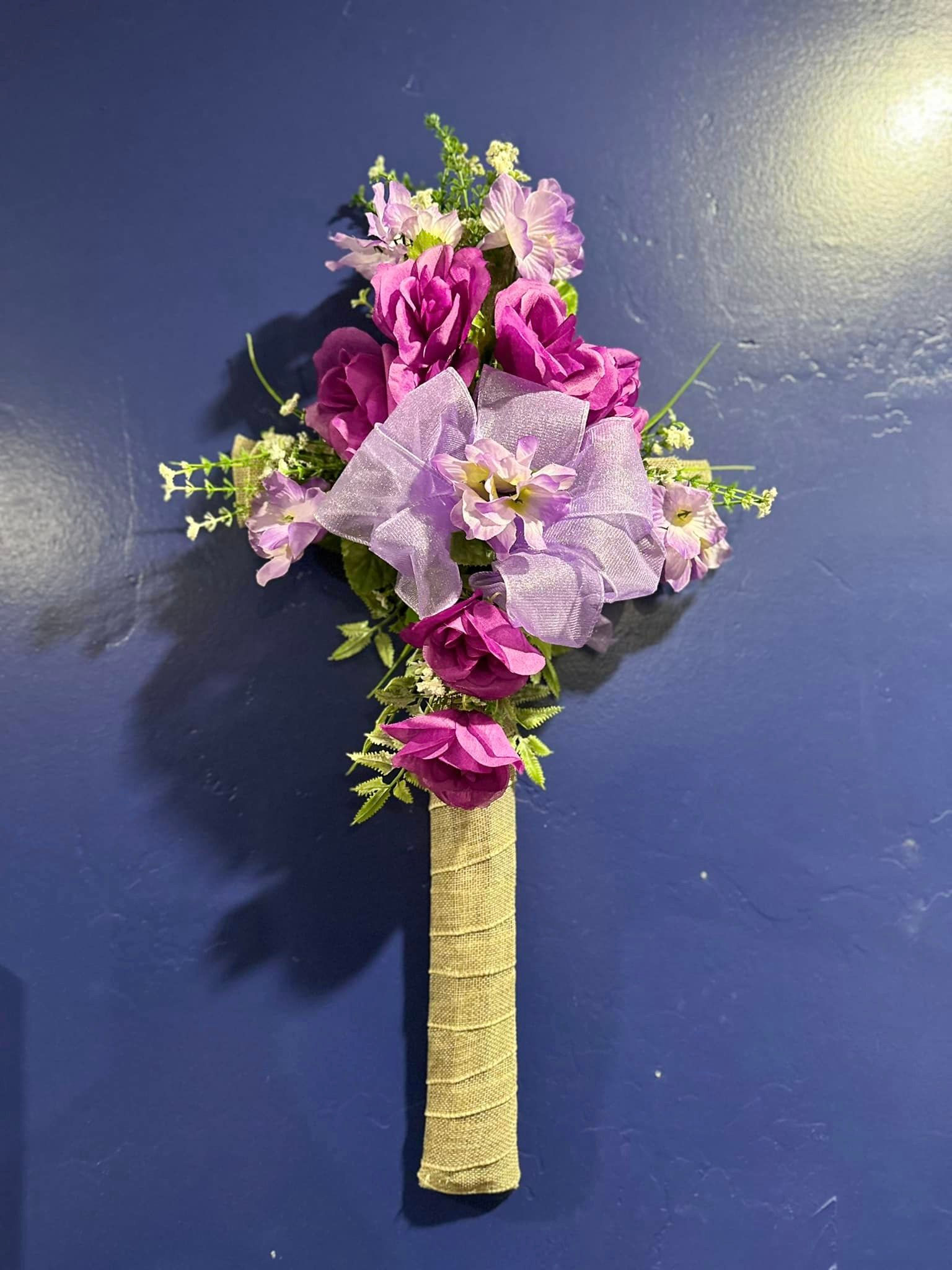 Purple Flowers Easter Cross Wreath