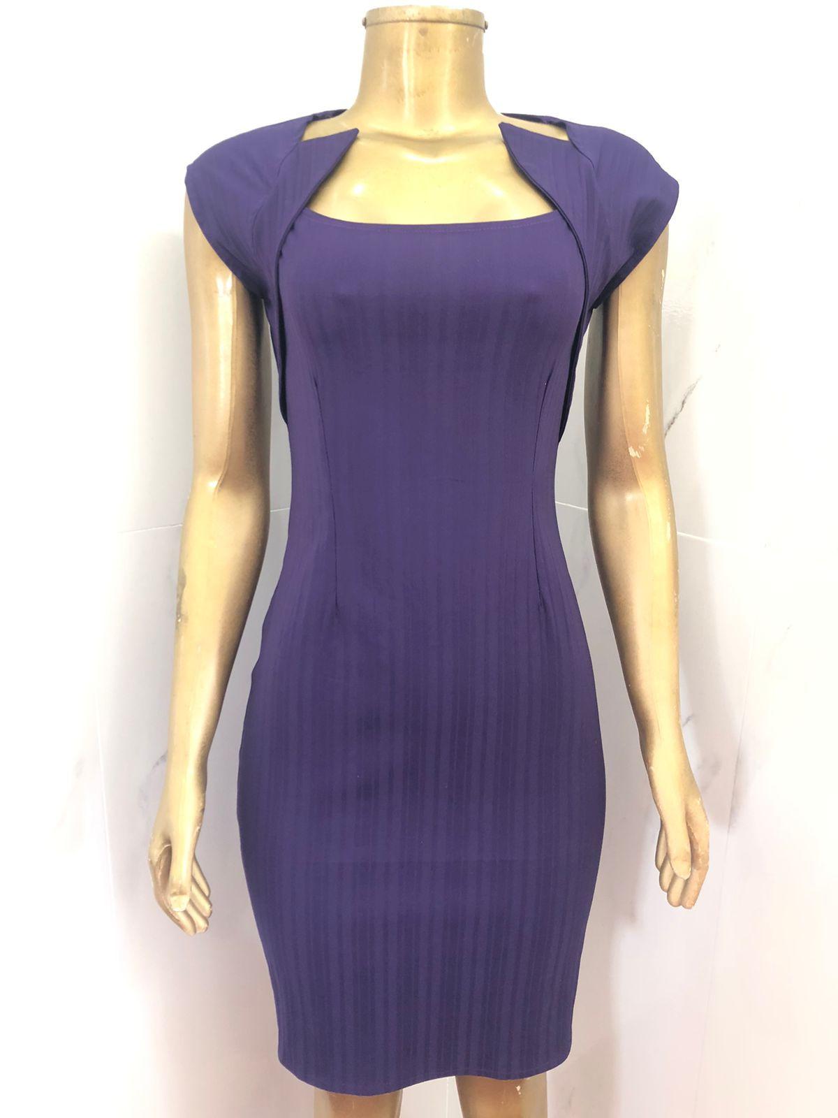 Purple Stretch suiting straight dress