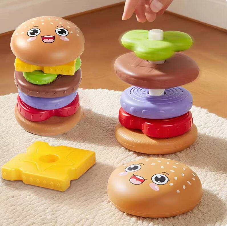 Miniatura: Montessori Rotating Rainbow Tower Baby stacking Puzzle Toddler Toys Children Mot