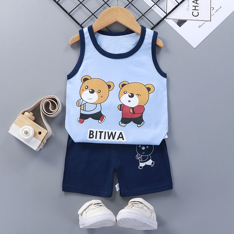 Miniatura: Children Sets Kids Clothes Boys Girls Vest Suit  Summer Children's Clothing baby