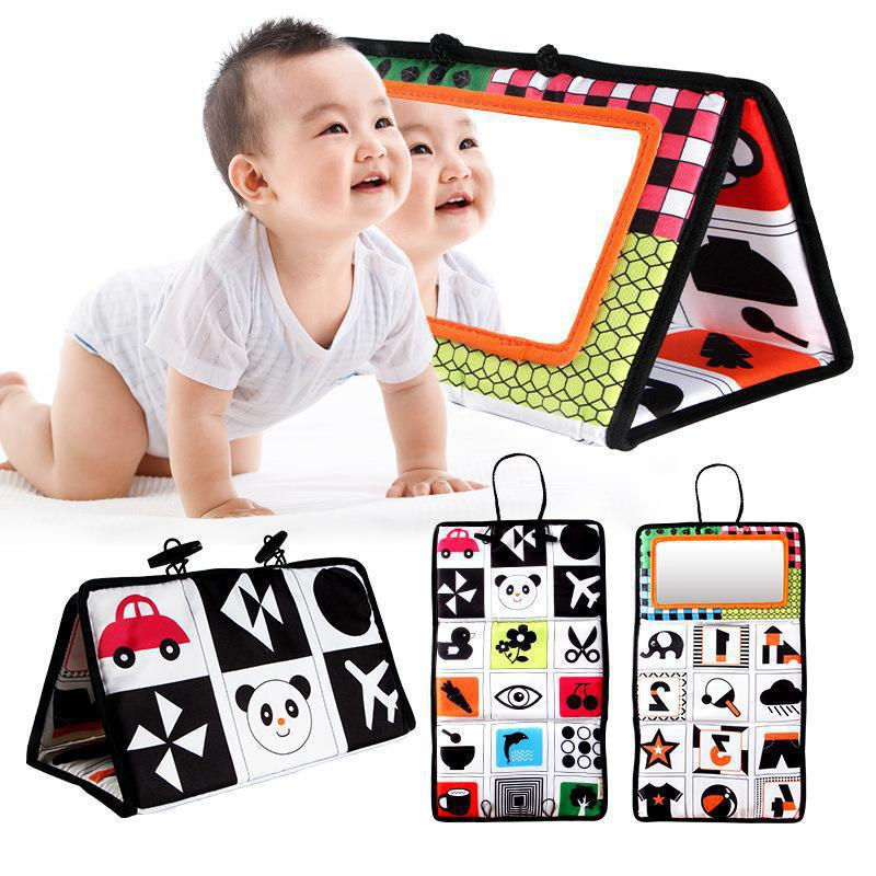 Miniatura: Foldable Crib Toy Activity Soft Book For Toddlers Tummy Time Baby Mirror Infant 