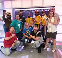 Producer Director Eric Galer with cast and crew of Space scene Movies project.