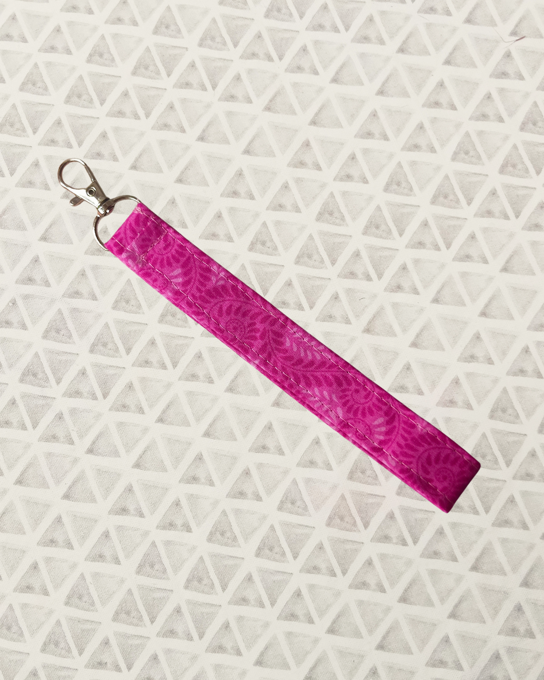 Pink Floral Fabric Wristlet - Wristlet key fob - Key fob keychain