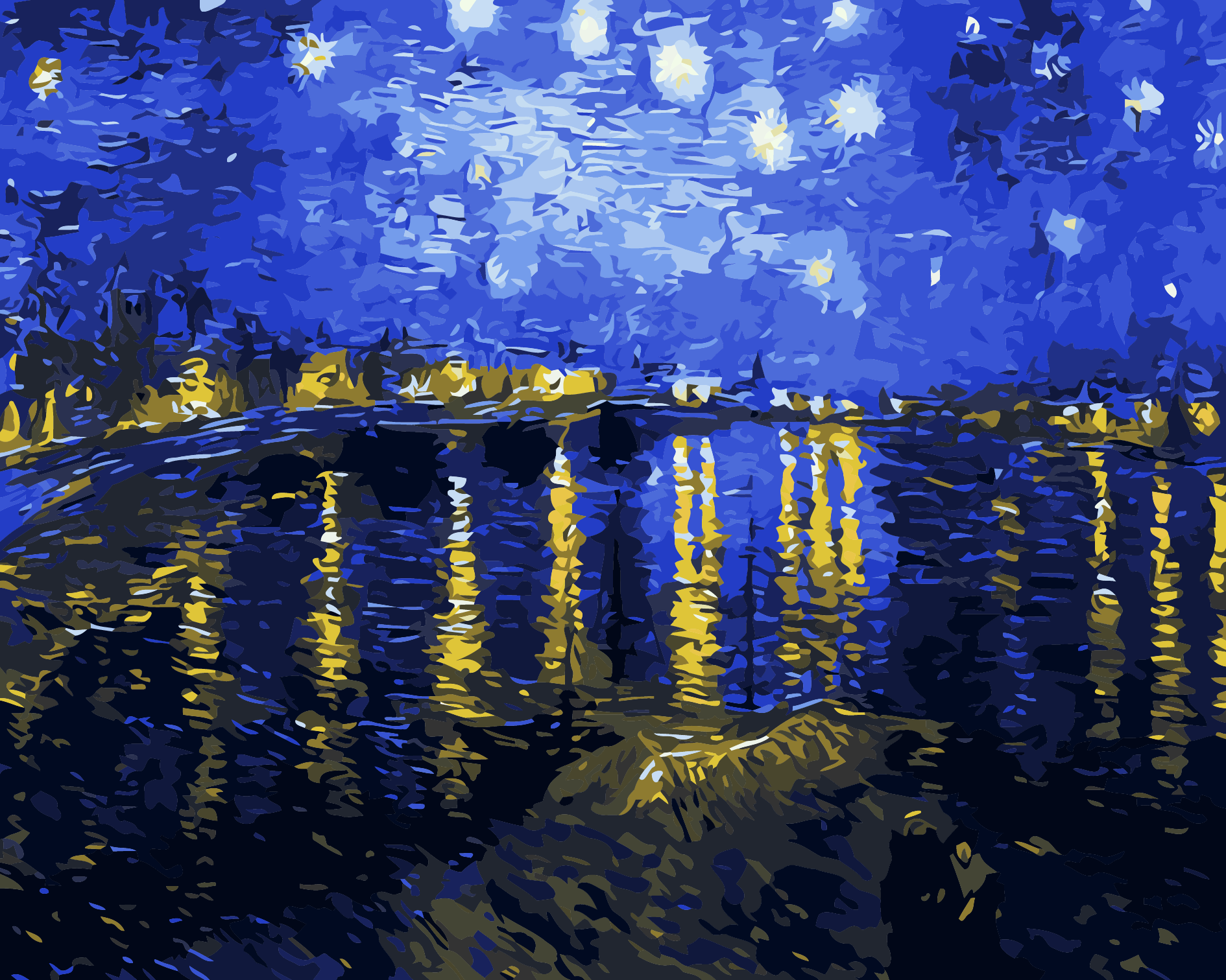 Sterrennacht boven de Rhône - Van Gogh - Afmeting 40x50cm