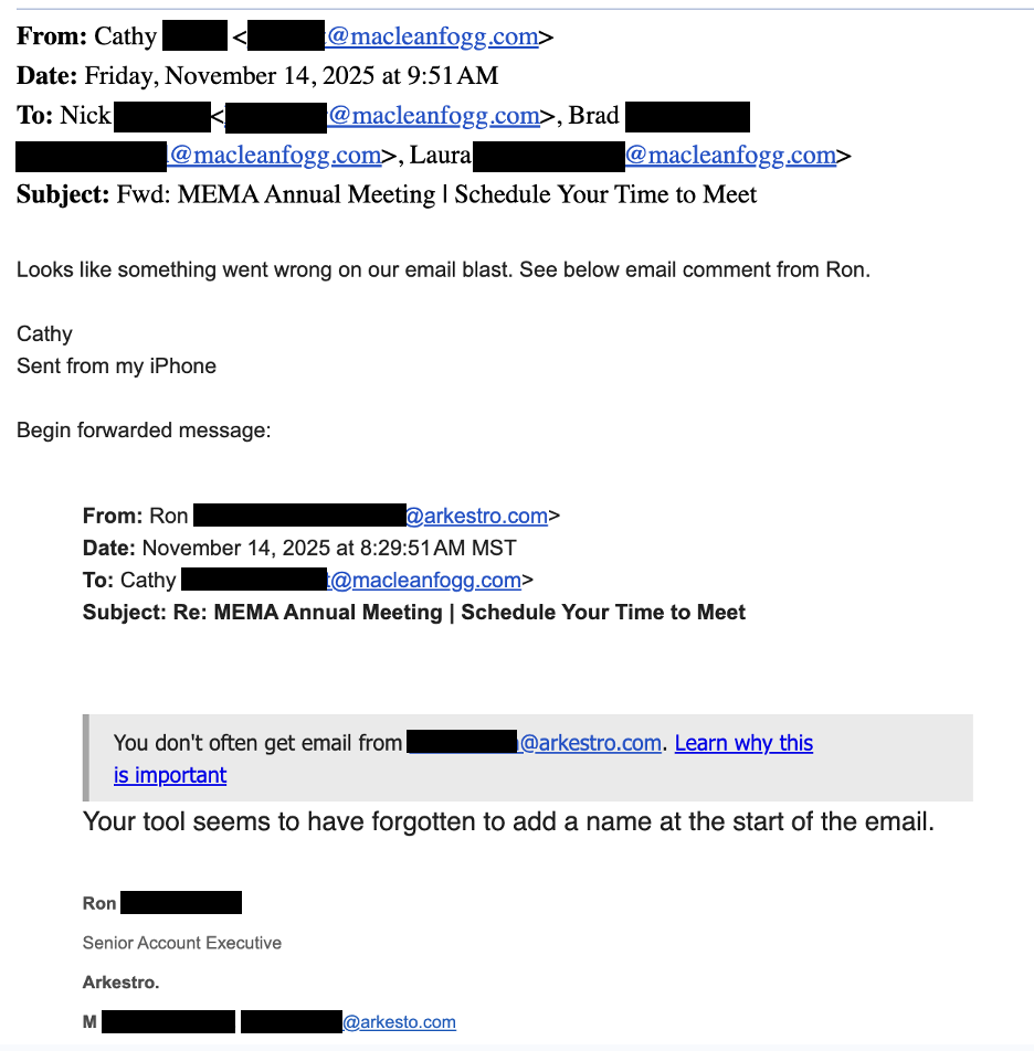 The original broken email