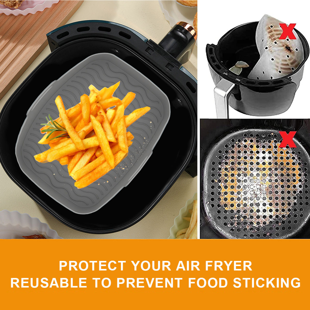 Silicone Air Fryer Liner for Ninja Dual Air Fryer Accessories Reusable Silicone